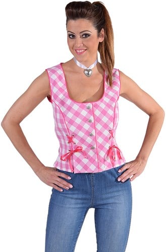 Tiroler Mieder Roze/Wit voor dames 