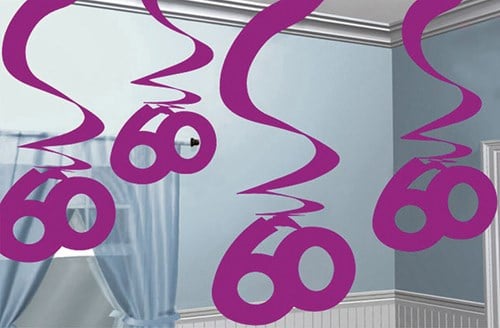 Hangdeco Swirl 60 jaar Pink (5st)