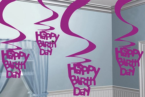Hangdeco Swirl Happy Birthday Pink (5st)