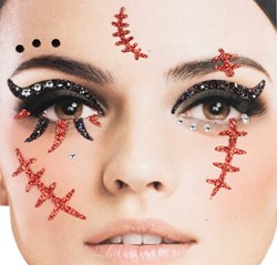 Halloween Gezicht Stickers Littekens Glitter