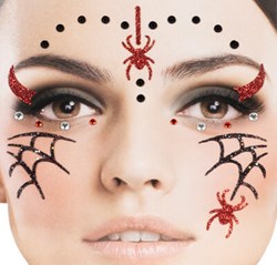 Halloween Gezicht Stickers Spinnen
