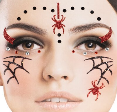 Halloween Gezicht Stickers Spinnen
