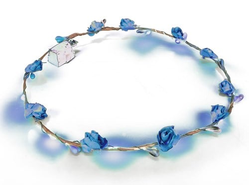 Bloemen Haarband Blauw met LED-lampjes