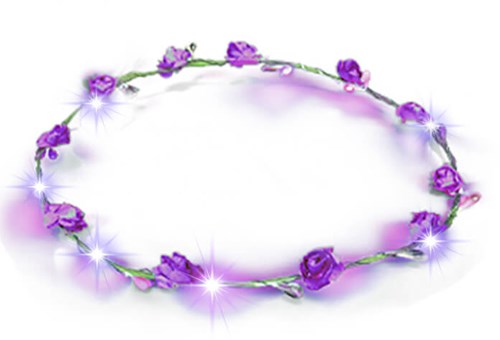 Bloemen Haarband Paars met LED-lampjes