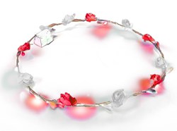 Bloemen Haarband Rood-Wit met LED-lampjes