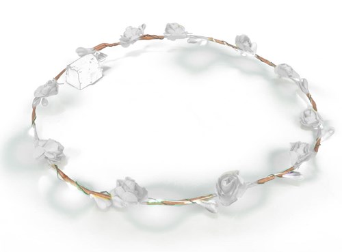 Bloemen Haarband Wit met LED-lampjes