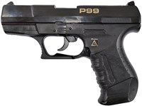 Pistolet Jouet Agent P99 Noir Avec 25 Tirs - 18cm, Pour Enfants Dès 3 Ans (Carnaval)