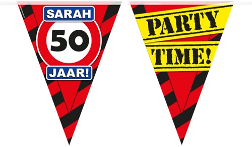 Vlaggenlijn Party 50 Jaar Sarah Verkeersbord
