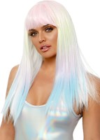 Ombre Pruik Rainbow Pastel met Tinsel (zijkant)