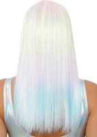 Ombre Pruik Rainbow Pastel met Tinsel (achterkant)