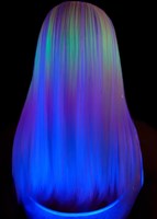 Ombre Pruik Rainbow Pastel met Tinsel (blacklight achterkant)