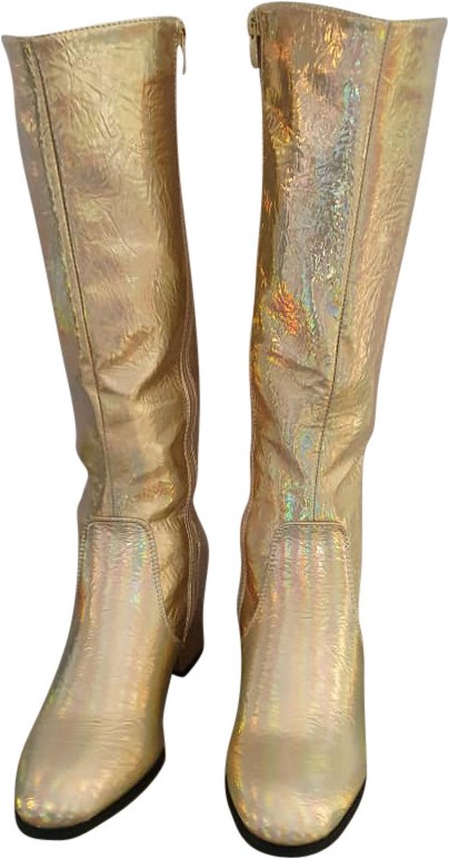 Disco Laarzen Metallic Hologram Goud (voorkant)