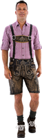Heren Lederhose Kort Luxe Vintage Antiek Bruin (rundleer) (lopend)