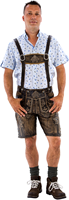 Heren Lederhose Kort Luxe Vintage Antiek Bruin (rundleer) (staand)