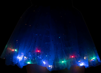 Tule Rokje Blauw met Gekleurde LED-lichtjes (voorbeeld in het donker)