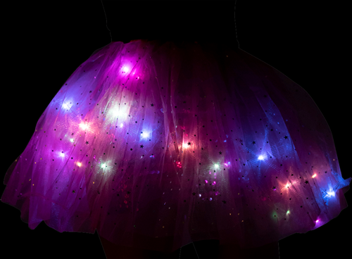 Tule Rokje Pink met Gekleurde LED-lichtjes (voorbeeld in het donker)