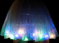 Kinder Tule Rokje Wit met Gekleurde LED-lichtjes (voorbeeld in het donker)