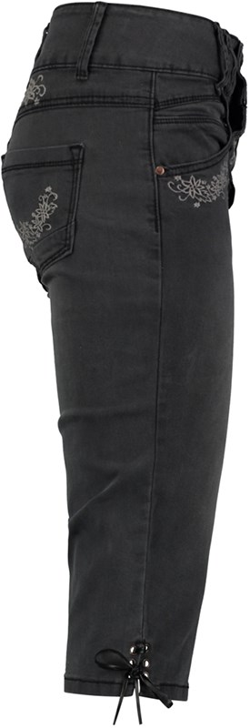 Tiroler Dames Trachten 3/4 Jeans Zwart (zijkant)