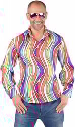 Heren Disco Blouse Seventies Rainbow Waves