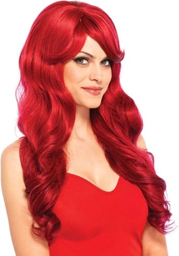 Lange Krullen Pruik Wavy Rood