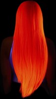 Pruik Lang Stijl Haar Neon Pink Luxe (lichtgevend, achterkant)