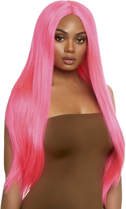 Pruik Lang Stijl Haar Neon Pink Luxe