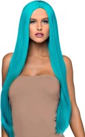 Pruik Lang Stijl Haar Turquoise Luxe