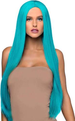 Pruik Lang Stijl Haar Turquoise Luxe