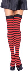 Sexy Overknee Zwart-Rood Gestreept