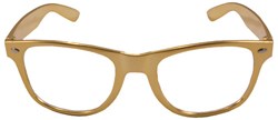 Blues Brother Bril Metallic Goud met blank glas