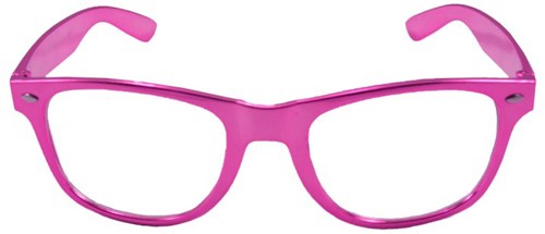 Blues Brother Bril Metallic Pink met blank glas