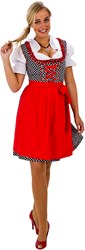 Dirndl Zwart/Wit Gestipt 60cm Luxe 3dlg. 