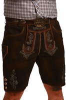 Heren Lederhose Geitenleer Kort Donkerbruin-Roest