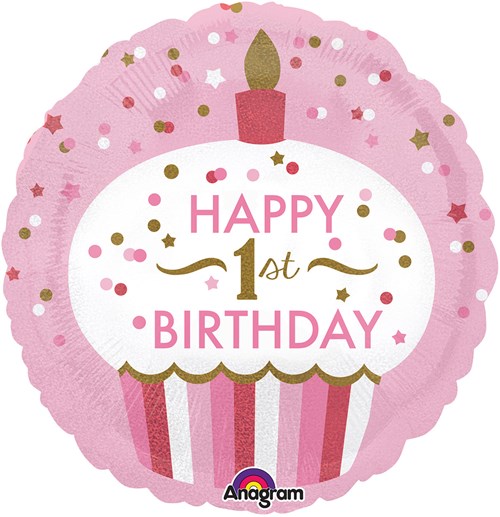 Folieballon Happy 1st Birthday Girl (45cm)