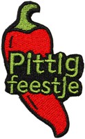Embleem Pittig Feestje - 8,5x5cm