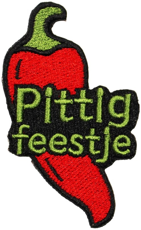 Embleem Pittig Feestje - 8,5x5cm