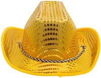 Cowboyhoed Geel met Gouden Pailletten (achterkant)