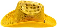 Cowboyhoed Geel met Gouden Pailletten (zijkant)