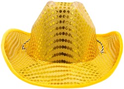 Cowboyhoed Geel met Gouden Pailletten