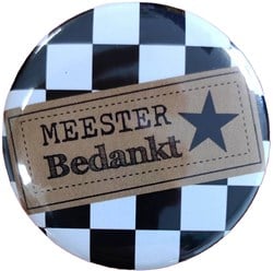 Flesopener Meester Bedankt Z/W Geblokt (56mm)
