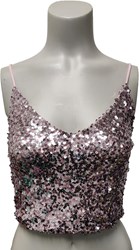 Crop Top Pailletten Roze