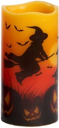 Halloween Led-Kaars Heks/Pompoen - 15x7,5cm