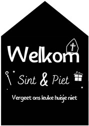 Decoratie Huisje Welkom Sint & Piet - 21x30cm