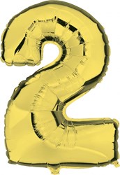 Folieballon Cijfer 2 Goud 100cm