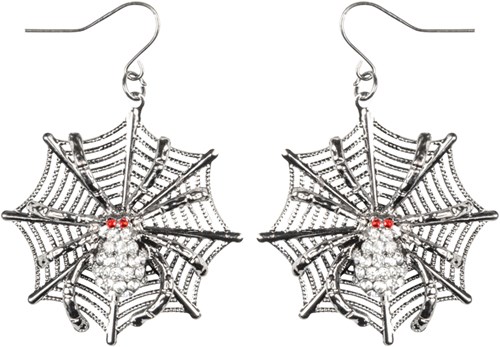 Oorbellen Ruby Spider + web