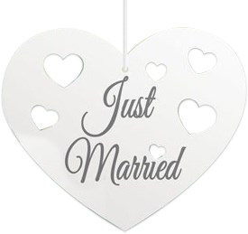 Hangdecoratie Just Married Harten 5st.
