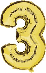 Folieballon Cijfer 3 Goud 100cm