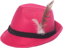Tiroler Dameshoedje Pink met Veer