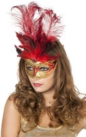 Venetiaans Masker Grote Veer Rood
