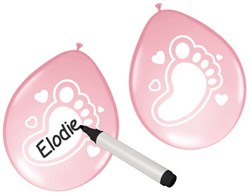 Beschrijfbare Ballonnen Meisje Roze 6st.